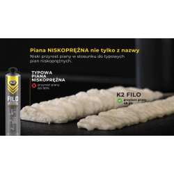 Pianka pistoletowa montażowa niskoprężna K2 FILO