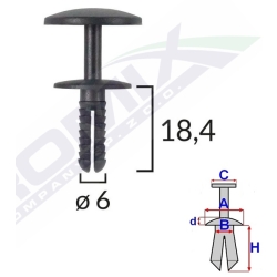C10013 Romix Kołki rozporowe tapicerskie 6mm x18,4