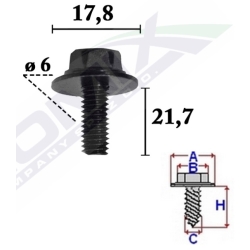 Wkręt montażowy C70350 Romix z podkładką 6x14,5 mm M10 Mazda