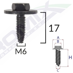 Wkręt montażowy C60615 Romix z podkładką 6x17 mm M10 Citroen Peugeot