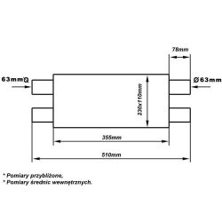 Tłumik środkowy podwójny przelotowy 2X 2,5 cala Turboworks