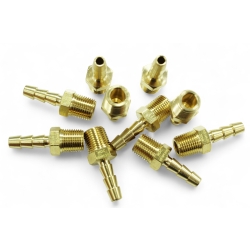 Nypel mosiądz 1/8 NPT męski z wyjściem na wąż 5mm (3/16