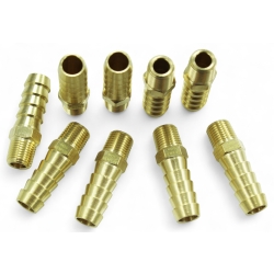 Nypel mosiądz 1/8 NPT męski z wyjściem na wąż 10mm 3/8