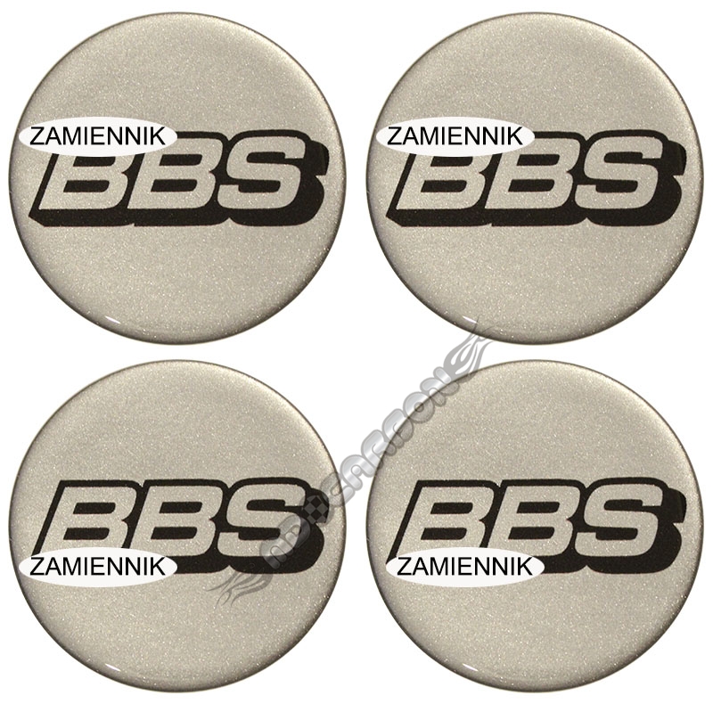 Emblematy BBS na felgi dekle 50mm znaczki naklejki srebrne